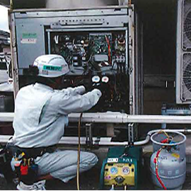 フロンガス回収工事/Freon gas recovery work